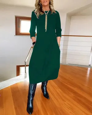 Elegantna in udobna obleka - primerna za v službo, zmenek, počitnice itd. Šifonska tkanina