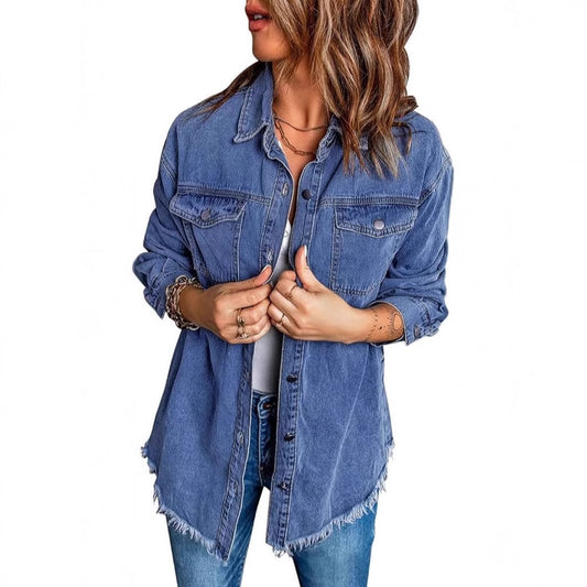 Ženska casual jeans jakna z gumbi