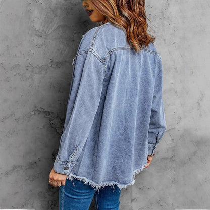 Ženska casual jeans jakna z gumbi