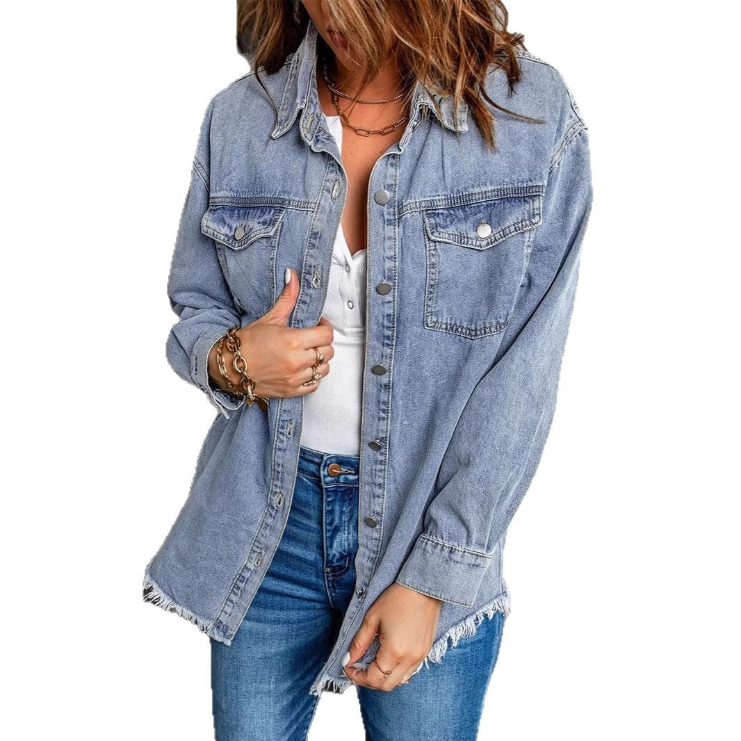 Ženska casual jeans jakna z gumbi