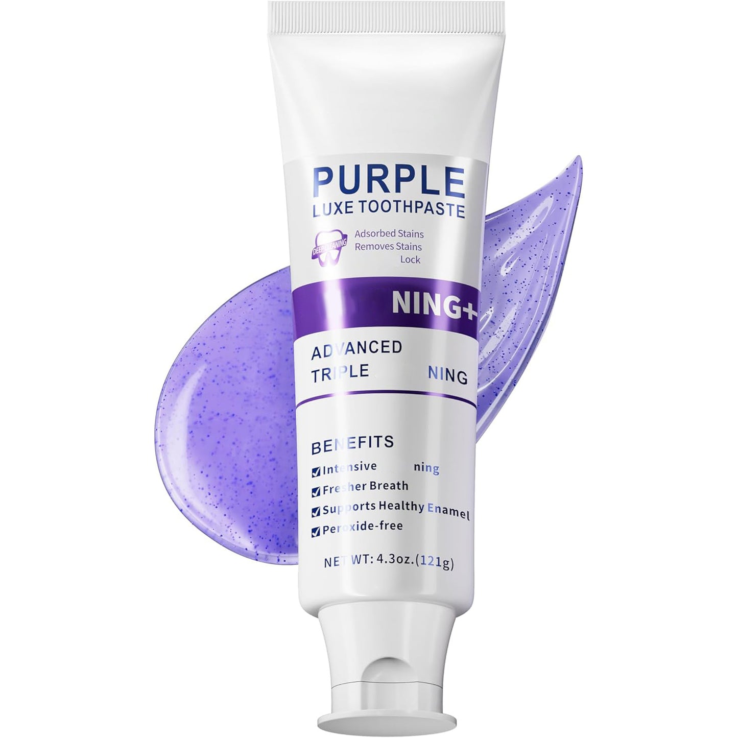 Whitening toothpaste freshens breath, cleans mouth and teeth, removes dental stains and bad breath.