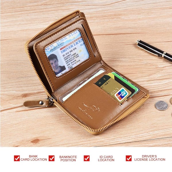 Moška denarnica z zadrgo (z RFID zaščito)