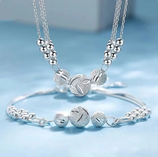 🎁🔥[Ogrlica + narukvica]✨Komplet nakita s graviranom srebrnom ogrlicom