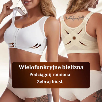 🌟Športni modrček s sprednjo zaponko, ki ne pritiska | Super udoben za fitnes in jogo, oblikovanje in korekcijo grbastega hrbta