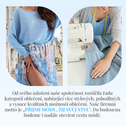 Modri dvodelni komplet: moder top z pentljo na hrbtu in krilo iz tila✨