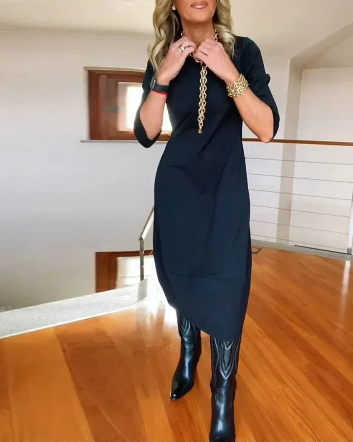Elegantna in udobna obleka - primerna za v službo, zmenek, počitnice itd. Šifonska tkanina