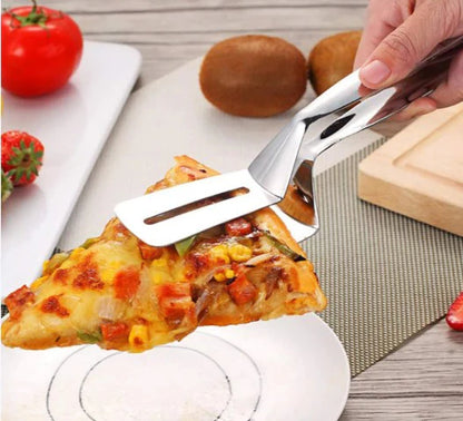 Dvojna učinkovitost! Dvostranska lopatica iz nerjavečega jekla 🔥 Cvrtje, obračanje, kuhanje na pari in postrežba z enimi kleščami!
