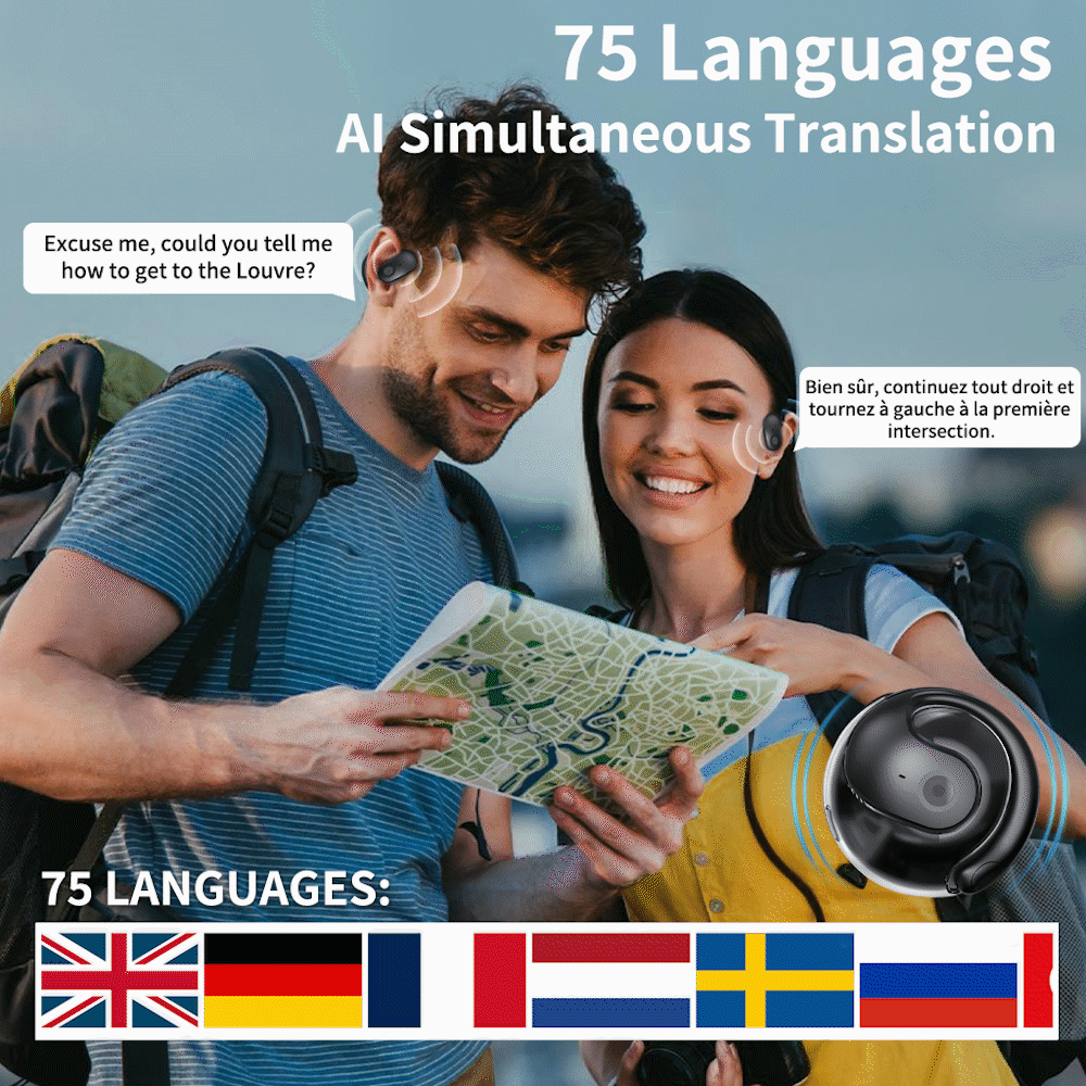 OWS Bluetooth 5.4 bežične slušalice s prevođenjem temeljenim na umjetnoj inteligenciji (za iOS i Android)