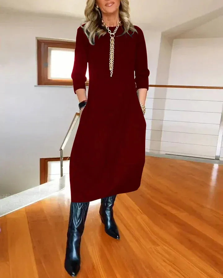 Elegantna in udobna obleka - primerna za v službo, zmenek, počitnice itd. Šifonska tkanina