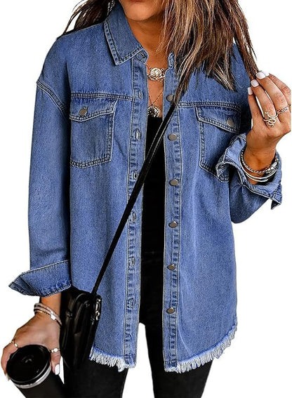 Ženska casual jeans jakna z gumbi
