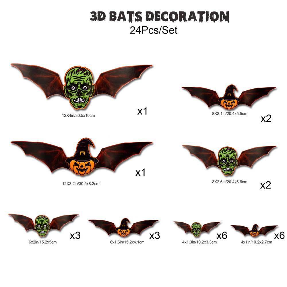 🦇Noč čarovnic 3D svetleči netopirji