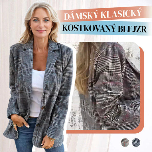 🔥Есенен къс дамски костюм с ревери и карирани копчета