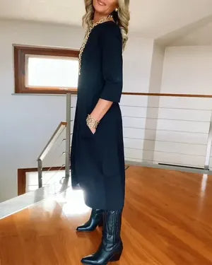 Elegantna in udobna obleka - primerna za v službo, zmenek, počitnice itd. Šifonska tkanina