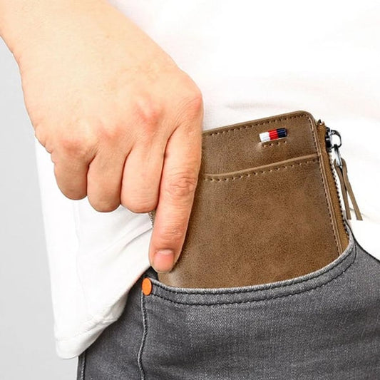 Moška denarnica z zadrgo (z RFID zaščito)