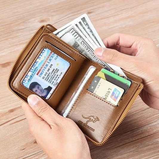 Moška denarnica z zadrgo (z RFID zaščito)