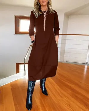 Elegantna in udobna obleka - primerna za v službo, zmenek, počitnice itd. Šifonska tkanina