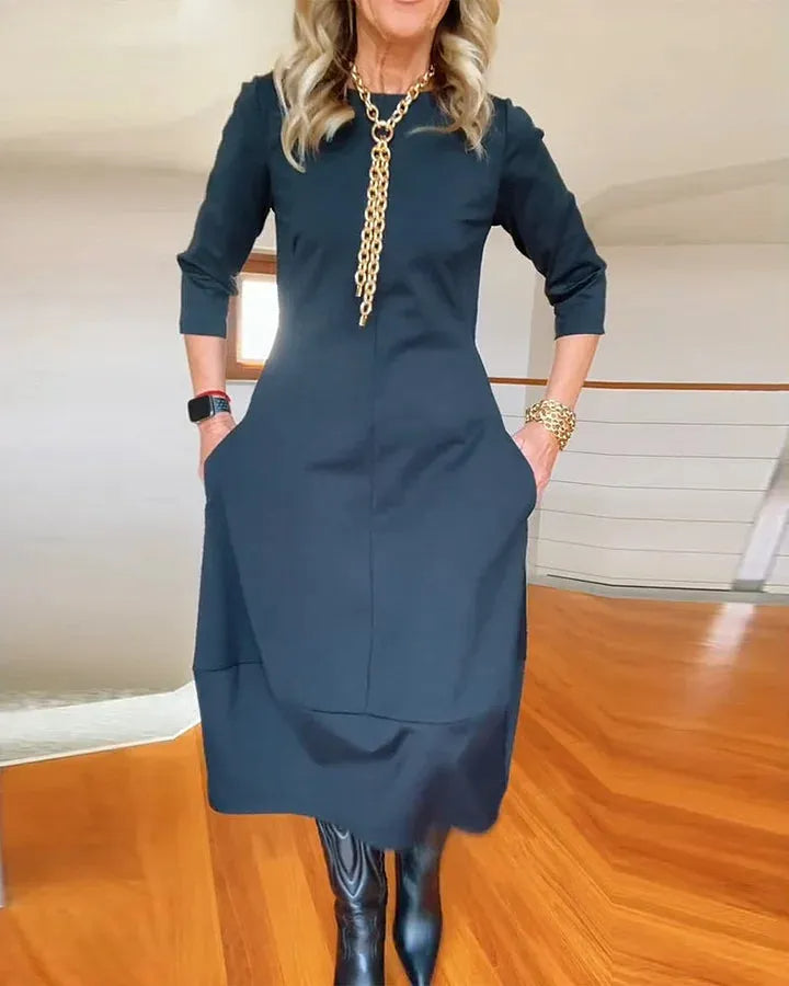 Elegantna in udobna obleka - primerna za v službo, zmenek, počitnice itd. Šifonska tkanina