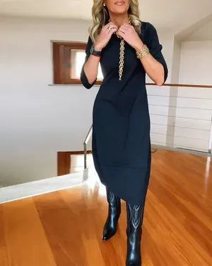Elegantna in udobna obleka - primerna za v službo, zmenek, počitnice itd. Šifonska tkanina