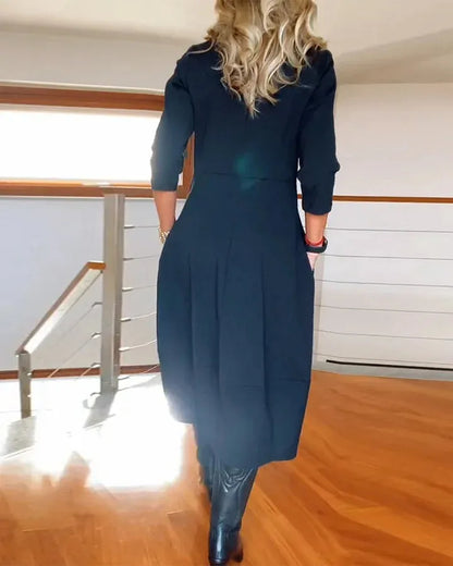 Elegantna in udobna obleka - primerna za v službo, zmenek, počitnice itd. Šifonska tkanina
