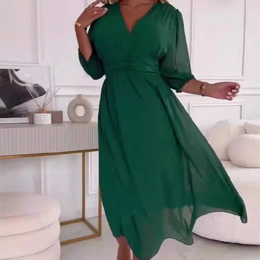👗Ženska lahka šifonska obleka, zgornji del telesa je videti kot filter mehke svetlobe💫