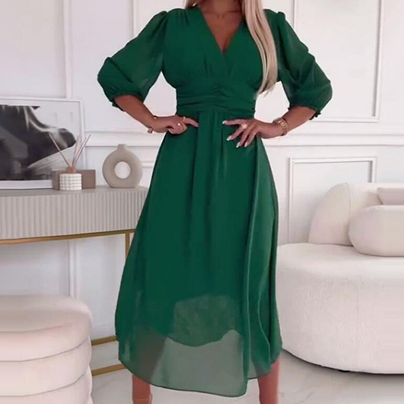👗Ženska lahka šifonska obleka, zgornji del telesa je videti kot filter mehke svetlobe💫