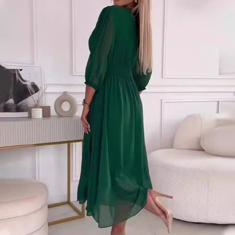 👗Ženska lahka šifonska obleka, zgornji del telesa je videti kot filter mehke svetlobe💫