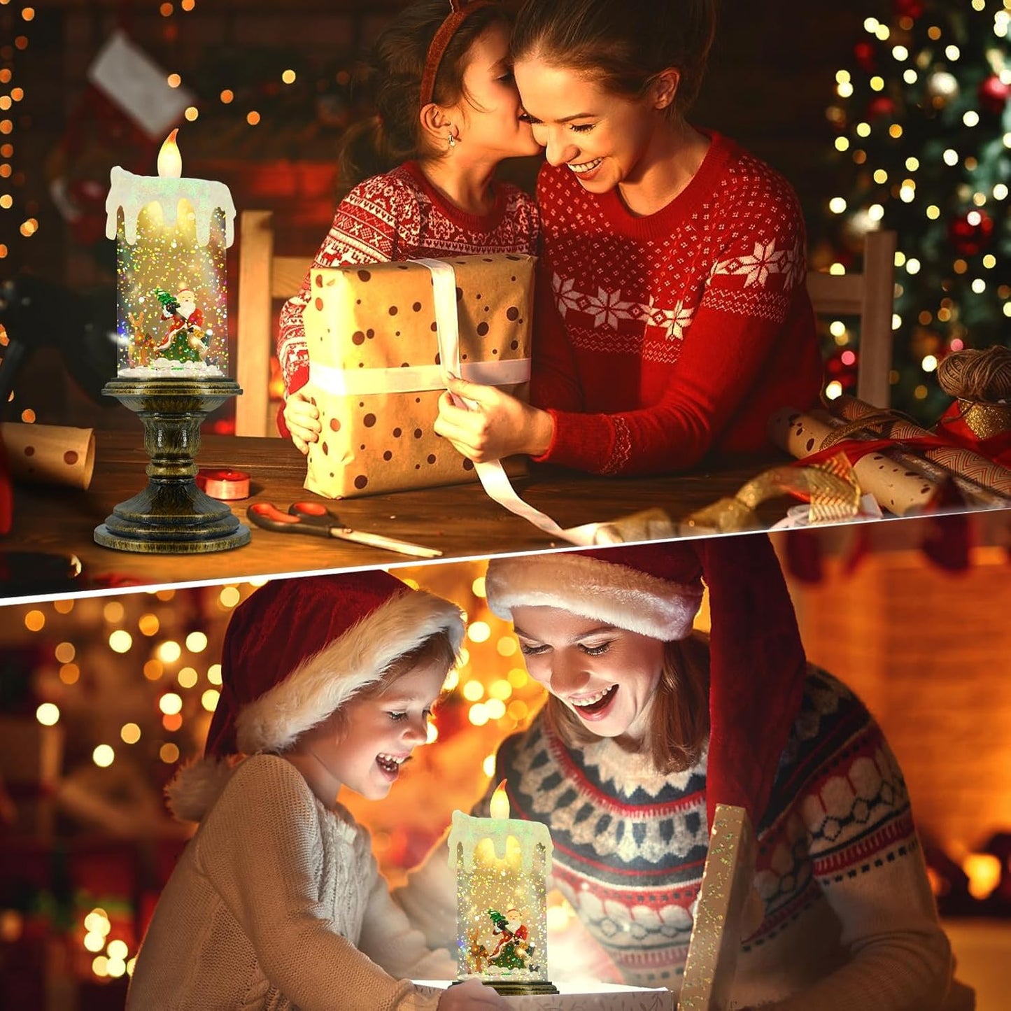 🎅Božična nočna lučka s svečo🕯️Polna vzdušja! Prikupna oblika + učinek mehke svetlobe💖