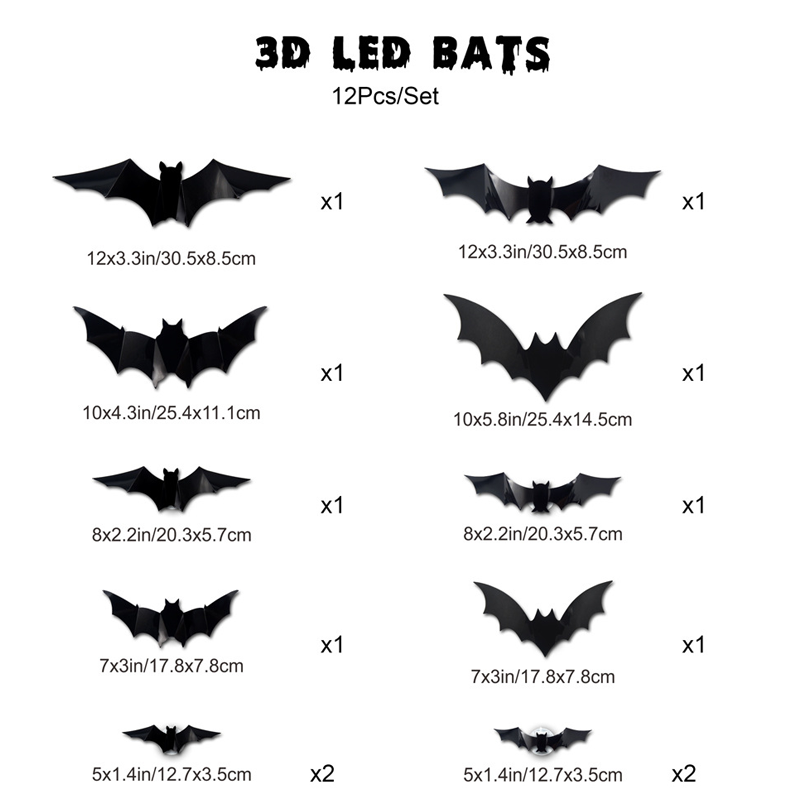 🦇Noč čarovnic 3D svetleči netopirji