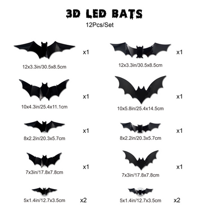 🦇Noč čarovnic 3D svetleči netopirji