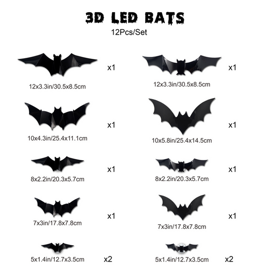 🦇Noč čarovnic 3D svetleči netopirji
