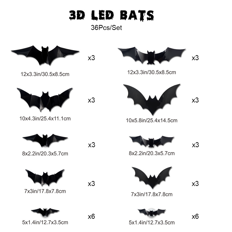 🦇Noč čarovnic 3D svetleči netopirji