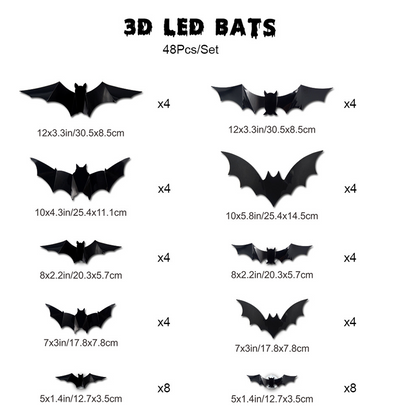 🦇Noč čarovnic 3D svetleči netopirji
