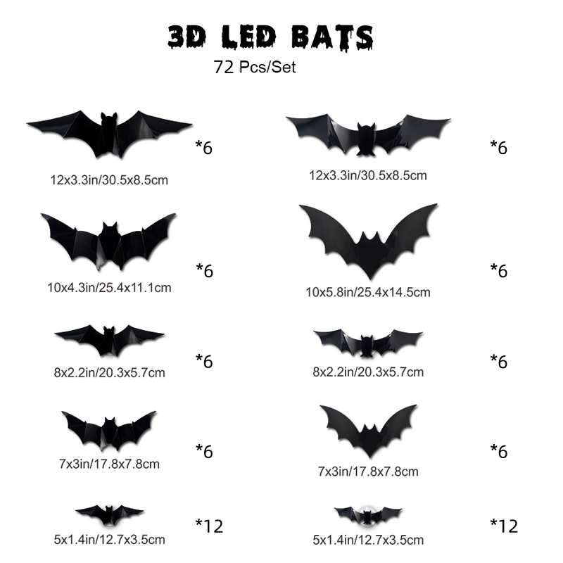 🦇Noč čarovnic 3D svetleči netopirji