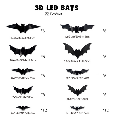 🦇Noč čarovnic 3D svetleči netopirji