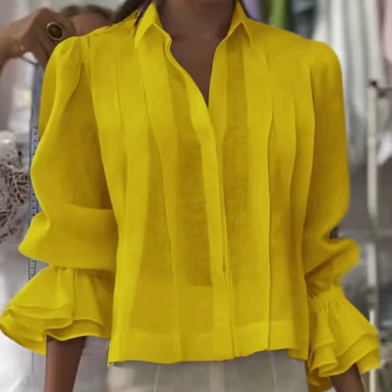 【S-3XL】✨🌼Elegantna nabranena srajca, ki se sprehaja z vetrom in razkazuje temperament