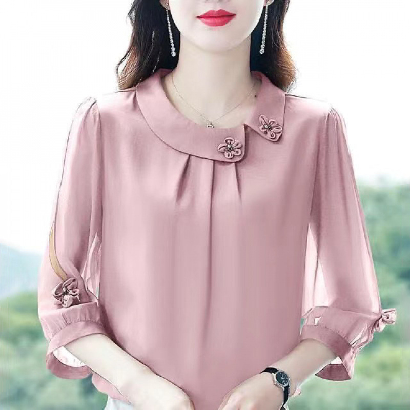 Elegantna ohlapna ženska majica s tričetrtinskimi rokavi