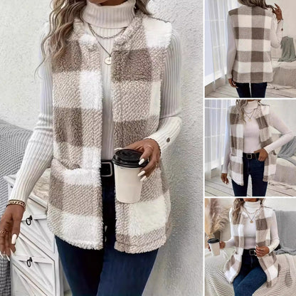 👚Ženski puhast karo telovnik