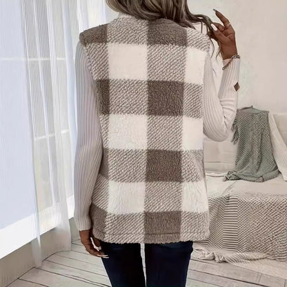 👚Ženski puhast karo telovnik
